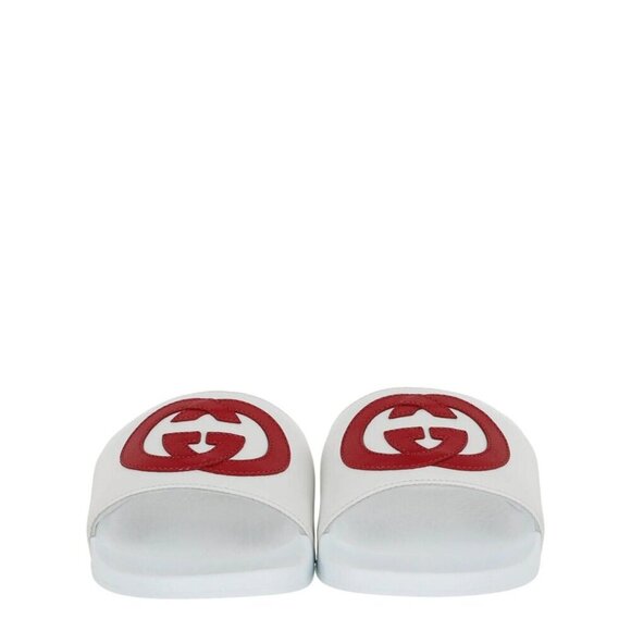 Gucci Interlocking G Slide Sandals – White Nappa Leather – Size 39 / US 9 – NIB - Picture 1 of 9